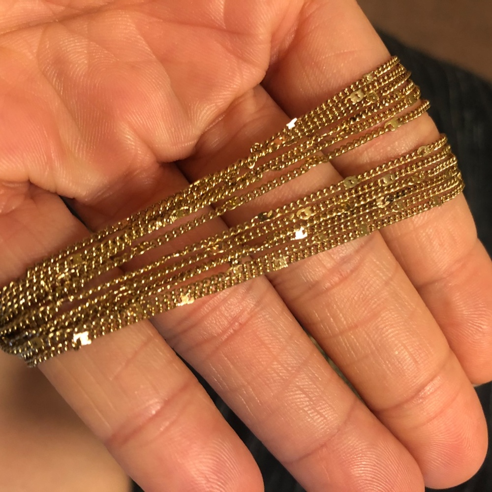 Gold-toned long tassel shimmer chain necklace - Picture 4 of 5